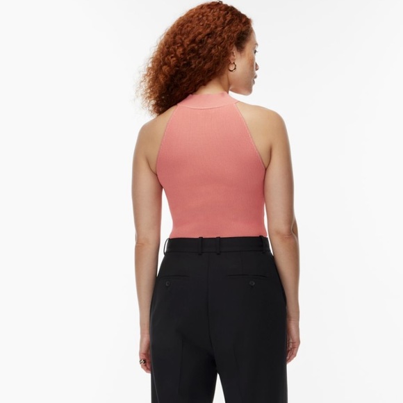 Aritzia Babaton Hot Pink Sculpt Knit Mockneck Halter Crop Top - Picture 14 of 14